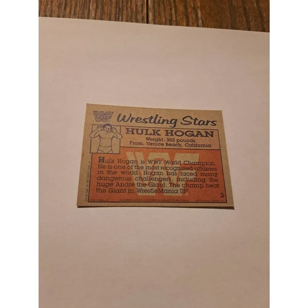 1987 Topps WWF Hulk Hogan Trading Card #3 Vintage Wrestling - Picture 2 of 2